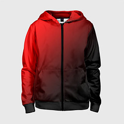 Толстовка на молнии детская Градиент красно-чёрный диагональ, цвет: 3D-черный