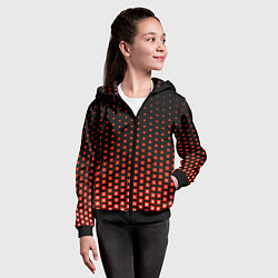Толстовка на молнии детская Красные квадраты, цвет: 3D-черный — фото 2