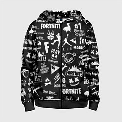 Детская толстовка на молнии Fortnite alllogo black