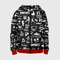 Толстовка на молнии детская Fortnite alllogo black, цвет: 3D-красный