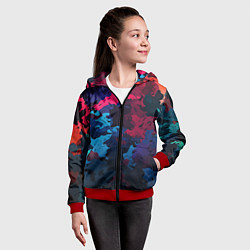 Толстовка на молнии детская Хаотичный яркий камуфляж, цвет: 3D-красный — фото 2
