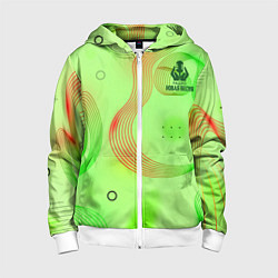 Толстовка на молнии детская Радио Новая Песня с молнией, цвет: 3D-белый