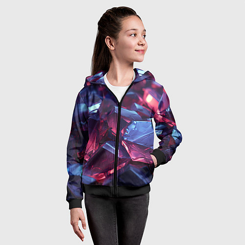 Детская толстовка на молнии Абстрактные стеклянные камни / 3D-Черный – фото 4