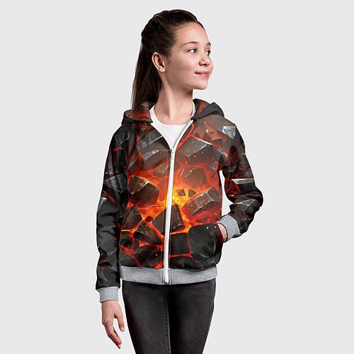 Детская толстовка на молнии Летящие черные камни после взрыва / 3D-Меланж – фото 4