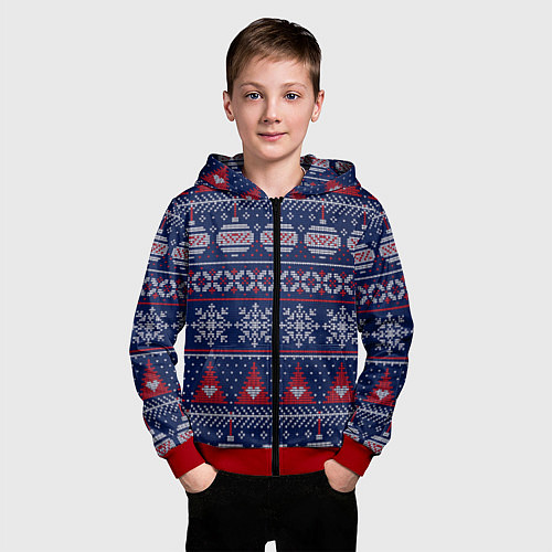 Детская толстовка на молнии New Years sweater / 3D-Красный – фото 3