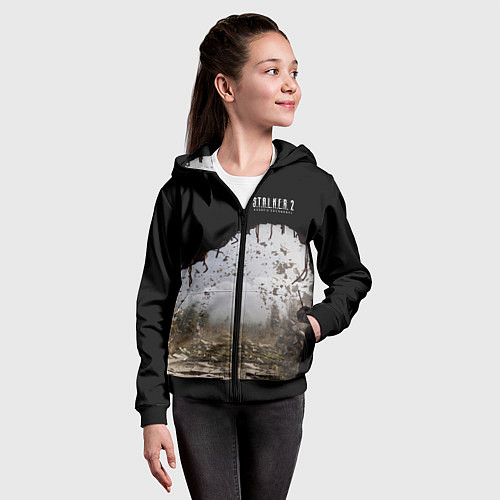 Детская толстовка на молнии STALKER 2 выход из тоннеля / 3D-Черный – фото 4