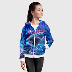 Толстовка на молнии детская Фиолетовая акула, цвет: 3D-белый — фото 2