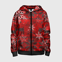Детская толстовка на молнии Рождественские узоры снежинки