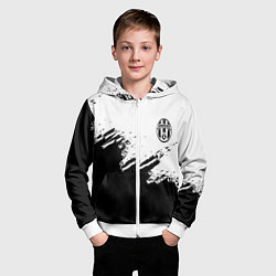 Толстовка на молнии детская Juventus black sport texture, цвет: 3D-белый — фото 2