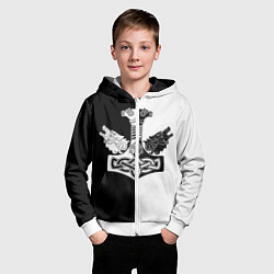Толстовка на молнии детская Волки и молот Тора, цвет: 3D-белый — фото 2