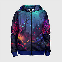 Толстовка на молнии детская Абстрактный камуфляж в кислотных абстрактных пятна, цвет: 3D-синий