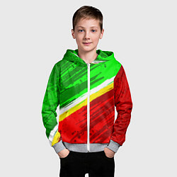 Толстовка на молнии детская Расцветка Зеленоградского флага, цвет: 3D-меланж — фото 2