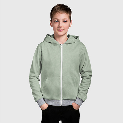 Детская толстовка на молнии Однотонный серо-зелёный текстура / 3D-Меланж – фото 3