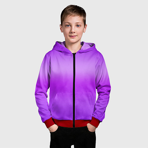 Детская толстовка на молнии Яркий сиреневый градиент / 3D-Красный – фото 3