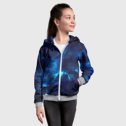 Толстовка на молнии детская Синие осколки из мелких абстрактных части калейдос, цвет: 3D-меланж — фото 2