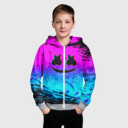 Толстовка на молнии детская Маршмэллоу x бтс неоновый стиль, цвет: 3D-меланж — фото 2