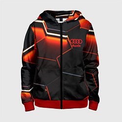 Толстовка на молнии детская Audi неоновый соты, цвет: 3D-красный