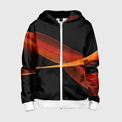 Толстовка на молнии детская Красные оранжевые абстрактные полосы, цвет: 3D-белый