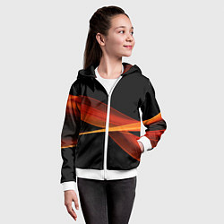 Толстовка на молнии детская Красные оранжевые абстрактные полосы, цвет: 3D-белый — фото 2