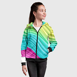 Толстовка на молнии детская Волнистая абстракция градиент, цвет: 3D-черный — фото 2