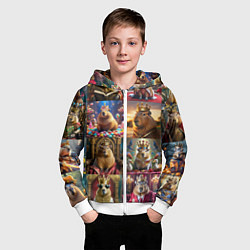 Толстовка на молнии детская Коллаж капибара король в короне, цвет: 3D-белый — фото 2