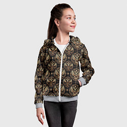 Толстовка на молнии детская Золотой герб России паттерн, цвет: 3D-меланж — фото 2