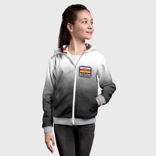 Детская толстовка на молнии 15 регион на спине / 3D-Меланж – фото 4