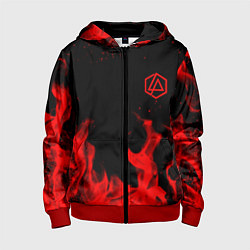 Толстовка на молнии детская Linkin Park красный огонь лого, цвет: 3D-красный
