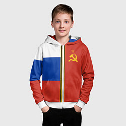 Толстовка на молнии детская Россия и СССР, цвет: 3D-белый — фото 2