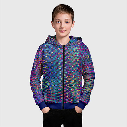 Детская толстовка на молнии Большой волнистый зигзаг разноцветный / 3D-Синий – фото 3