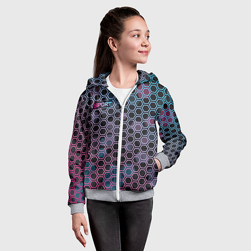 Детская толстовка на молнии Sport шестигранники / 3D-Меланж – фото 4