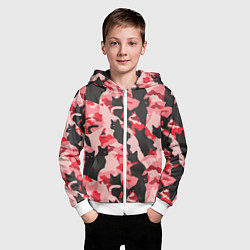 Толстовка на молнии детская Розовый камуфляж из котов, цвет: 3D-белый — фото 2