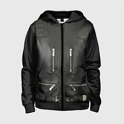 Толстовка на молнии детская Terminator first - leather jacket, цвет: 3D-черный