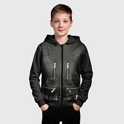 Толстовка на молнии детская Terminator first - leather jacket, цвет: 3D-черный — фото 2