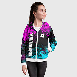 Толстовка на молнии детская Роблокс - неоновые брызги, цвет: 3D-белый — фото 2
