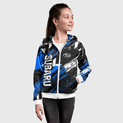 Толстовка на молнии детская Subaru - sport style, цвет: 3D-белый — фото 2