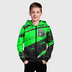 Толстовка на молнии детская Lyon sport green, цвет: 3D-черный — фото 2