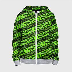 Толстовка на молнии детская Juventus green pattern sport, цвет: 3D-меланж