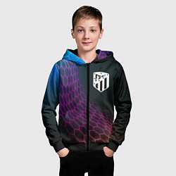 Толстовка на молнии детская Atletico Madrid футбольная сетка, цвет: 3D-черный — фото 2