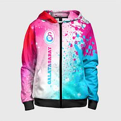 Детская толстовка на молнии Galatasaray neon gradient style по-вертикали