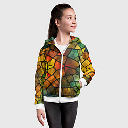 Толстовка на молнии детская Витражная стеклянная мозаика, цвет: 3D-белый — фото 2