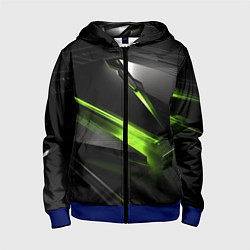 Толстовка на молнии детская Зеленая абстрактная конструкция в стиле nvidia, цвет: 3D-синий