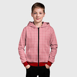 Толстовка на молнии детская Лососево-розовый клетчатый, цвет: 3D-красный — фото 2