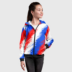 Толстовка на молнии детская Триколор штрихи красок, цвет: 3D-черный — фото 2