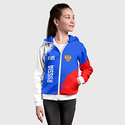Толстовка на молнии детская Триколор и герб России, цвет: 3D-белый — фото 2