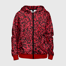 Толстовка на молнии детская Тёмно-красный паттерн пятнистый, цвет: 3D-красный