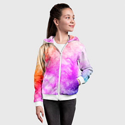 Толстовка на молнии детская Colorful smoke 1, цвет: 3D-белый — фото 2