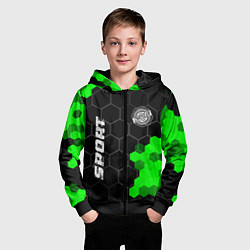 Толстовка на молнии детская Chrysler green sport hexagon, цвет: 3D-черный — фото 2