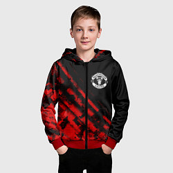 Толстовка на молнии детская Manchester United sport grunge, цвет: 3D-красный — фото 2