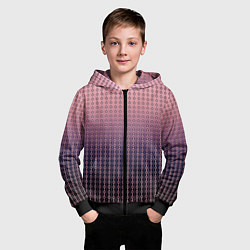 Толстовка на молнии детская Тёмно-розовый полосы узоры, цвет: 3D-черный — фото 2